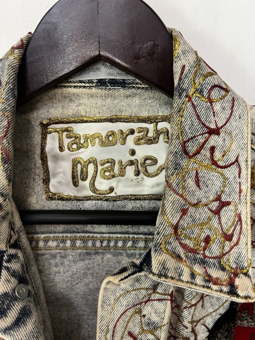 Tamarah Marie Hand painted Denim Jean Jacket Womens M Art To Wear Cadet OOAK.  N - Picture 5 of 8
